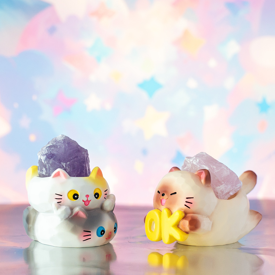 Miao Qu Crystal Blind Box Cartoon Cute and adorable cat desktop display gift, gift resin display blind box wholesale Specification image