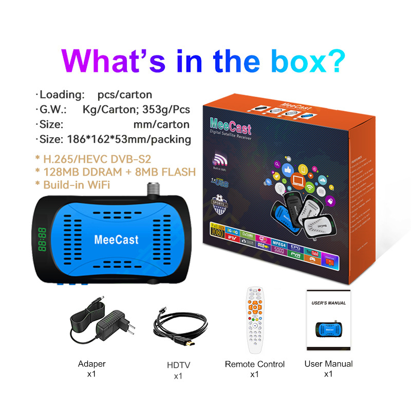 The new foreign trade cross-border H265 DVB S2 TV set-top box supports MeeCast with WiFi screen projection details Picture