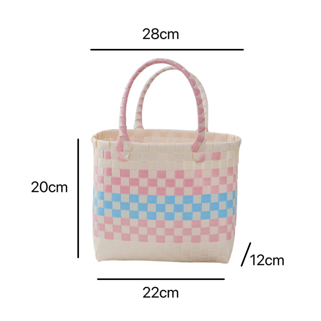 Bolso de bambú transfronterizo bolso de hombro único bolso de color tejido bolso de mano tejido bolsa de mujer de gran capacidad viaje de moda bolso de mano simple y versátil bolsa de mano de dibujos animados bolso de bambú hecho a mano Specification image