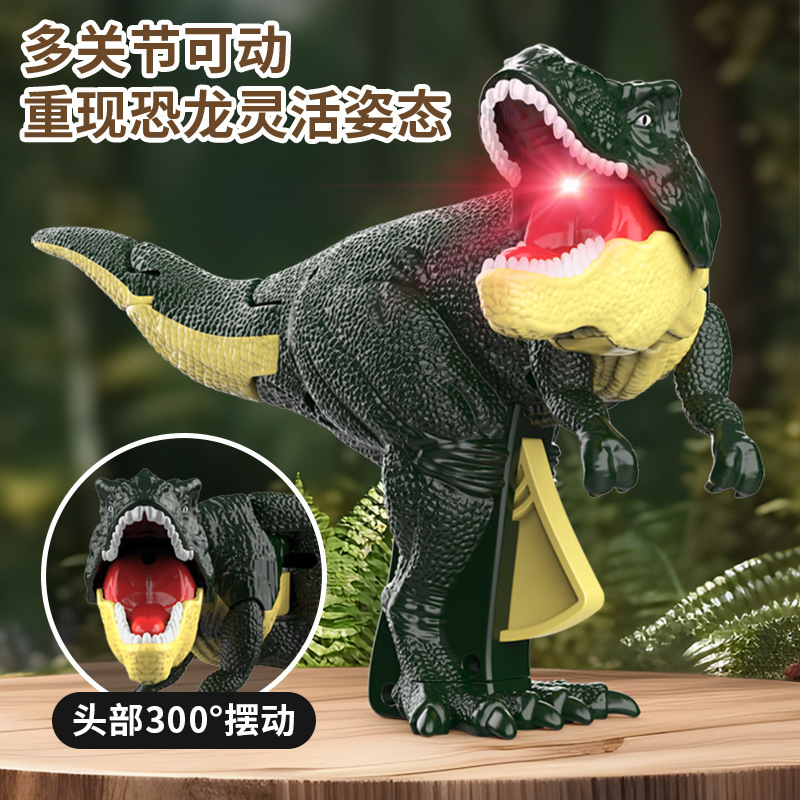 按压恐龙儿童霸王龙玩具摆动摇头恶龙咆哮解压发声儿童互动玩具细节图