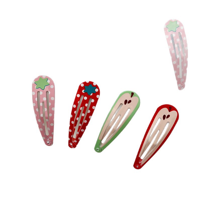 Spring Korean-style cute frue-themed baby clips, 5cm, children's and babies' playful forehead hair break-up clips, double-set hair clips Item Picture