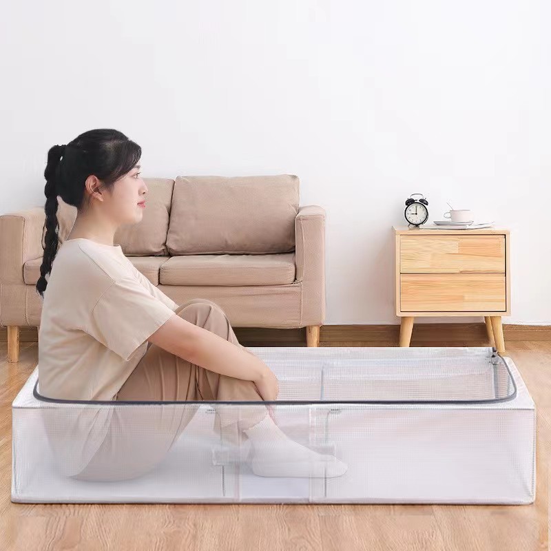 Steel frame folding clothes transparent storage box under the bed, Japanese and Korean waterproof and moisture-proof quilt storage box details Picture