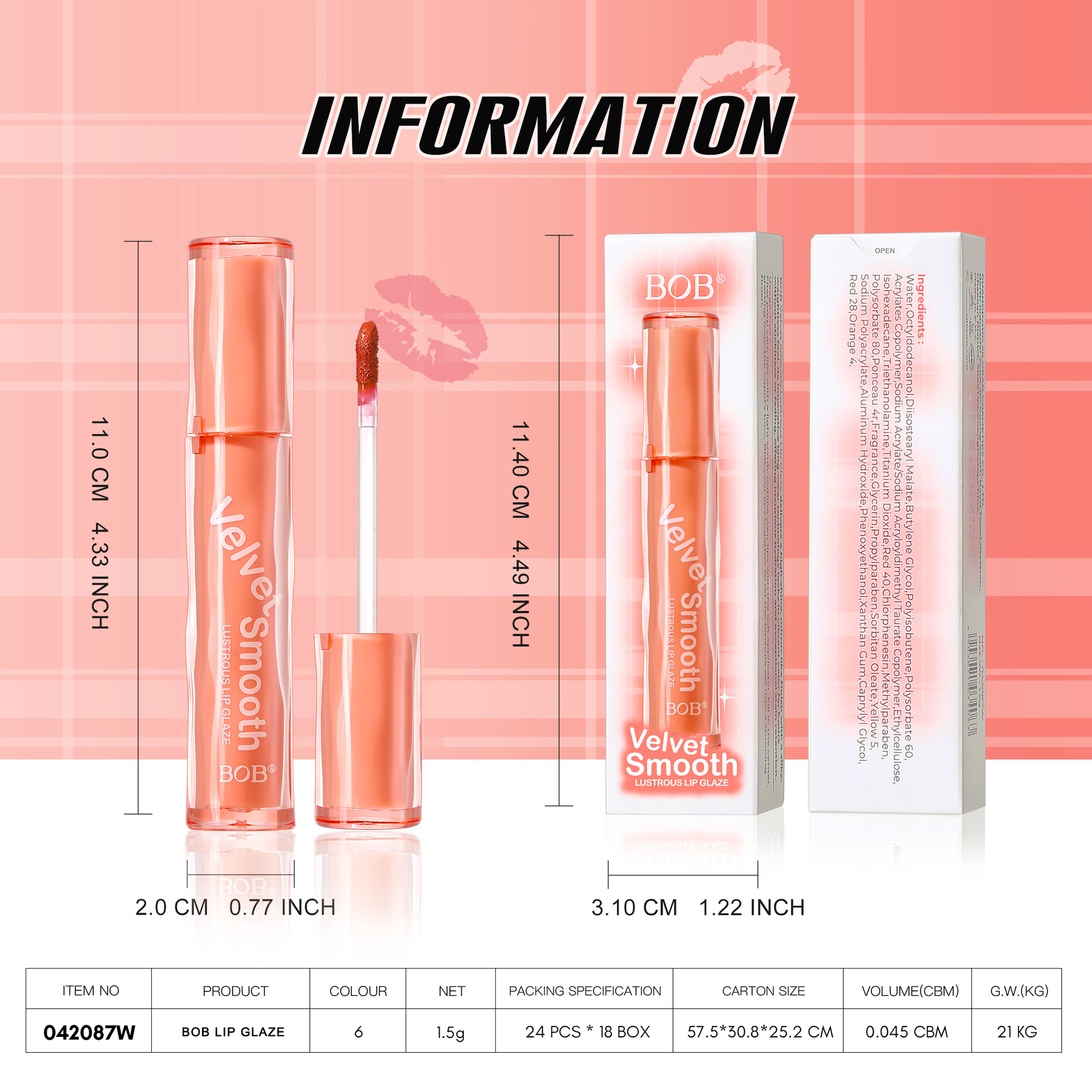 Cross-border bob Bai Mei Water-like Lip Gloss Item Picture