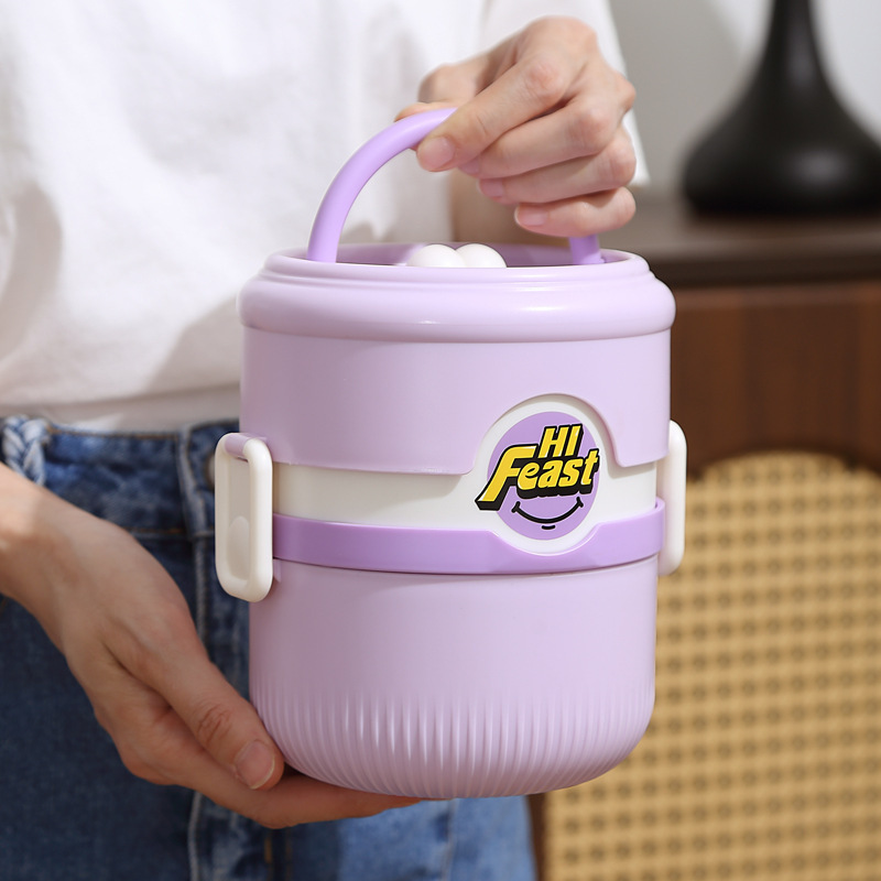 Double-layer student lunch box, microwave-safe heating bento box, office worker adult food-grade stainless steel lunch box Application Scenario