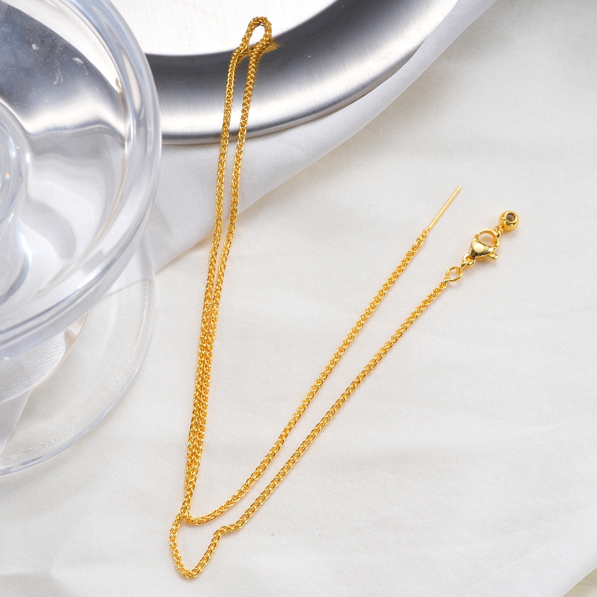 Color-preserving collarbone chain, O-shaped chain, ball chain, Chopin chain, box chain, adjustable necklace, lobster clasp, universal chain diy Specification image