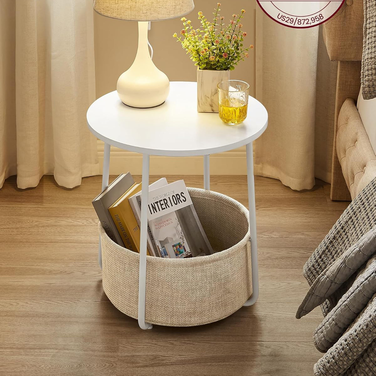 Coffee table, living room, high-end feel, balcony, exquisite small tea table cabinet, living room, modern and simple, small apartment, round, light luxury side table details Picture