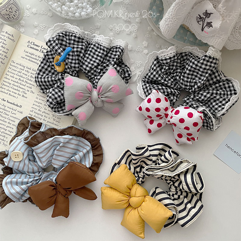 Encaje encaje tartan mariposa colón anillo versión coreana suave chica baja cola de caballo anillo de pelo lánguida flácida cabeza cuerda mujer