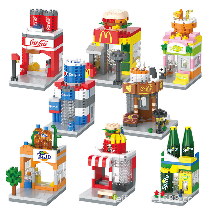 Children's small particle street scene building block city architecture model compatible with Lego puzzle building for boys and girls Item Picture