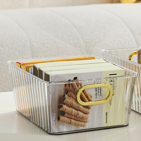 Light luxury desktop storage box, plastic storage basket, transparent dressing table, skin care product storage box, snack basket
