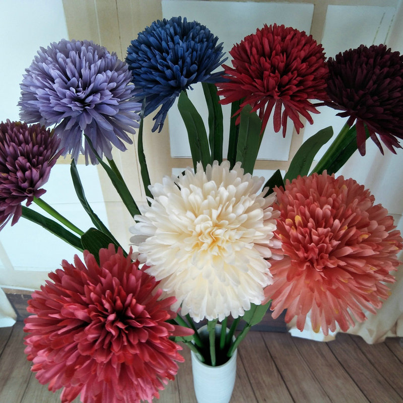 仿真植物秋色绿植单头球婚礼会场家居装饰假花高仿真静谧盆景