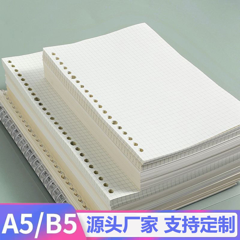 活页本替换替芯纸20孔记事手账b5空白笔记本26孔a5横线内页纸批发