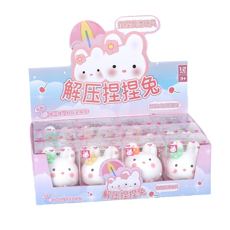 Cartoon fun and cute rabbit stress-relieving toys, rebound Little white rabbit stress-relieving toys wholesale Item Picture