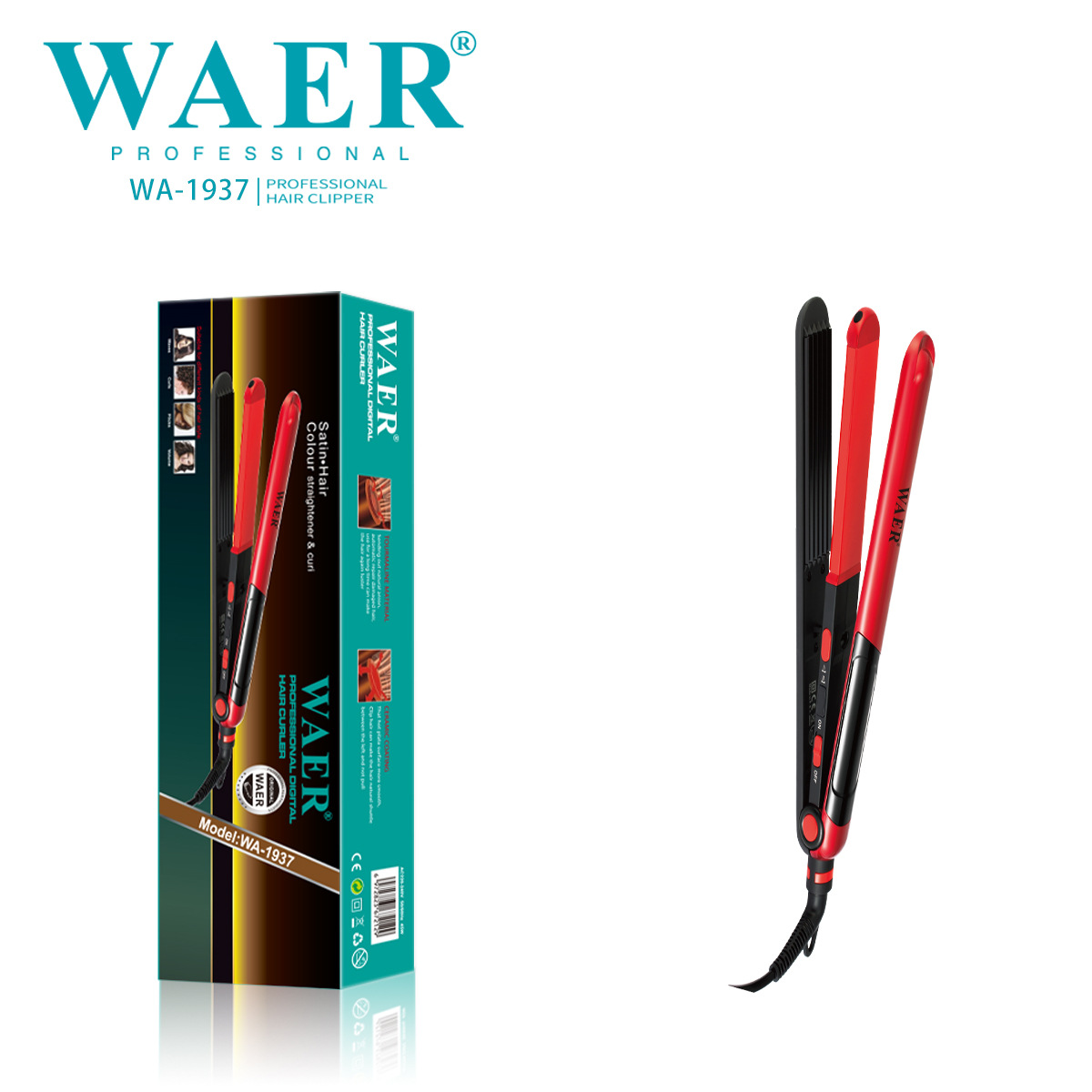 WAER跨境电夹板直卷两用双面家用直发夹板玉米须理发店拉直烫头发