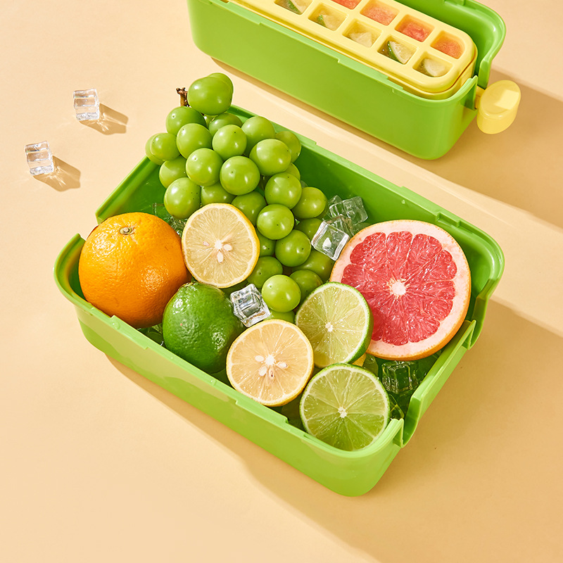 Ice cube mold, ice cube tray, home ice storage box with lid, one-click large capacity, one-click de-icing, ice-making box, ice mold Specification image