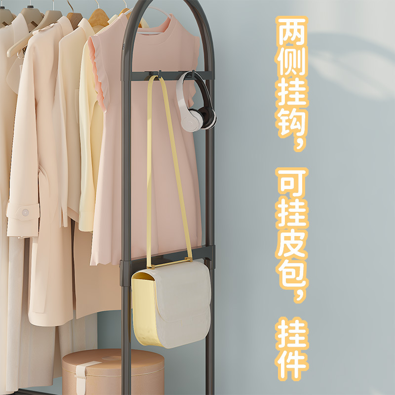 Simple coat rack, clothes hanger with wheels, movable bedroom storage, clothes rack, storage rack, shoe rack, clothes hanger 9130 Application Scenario