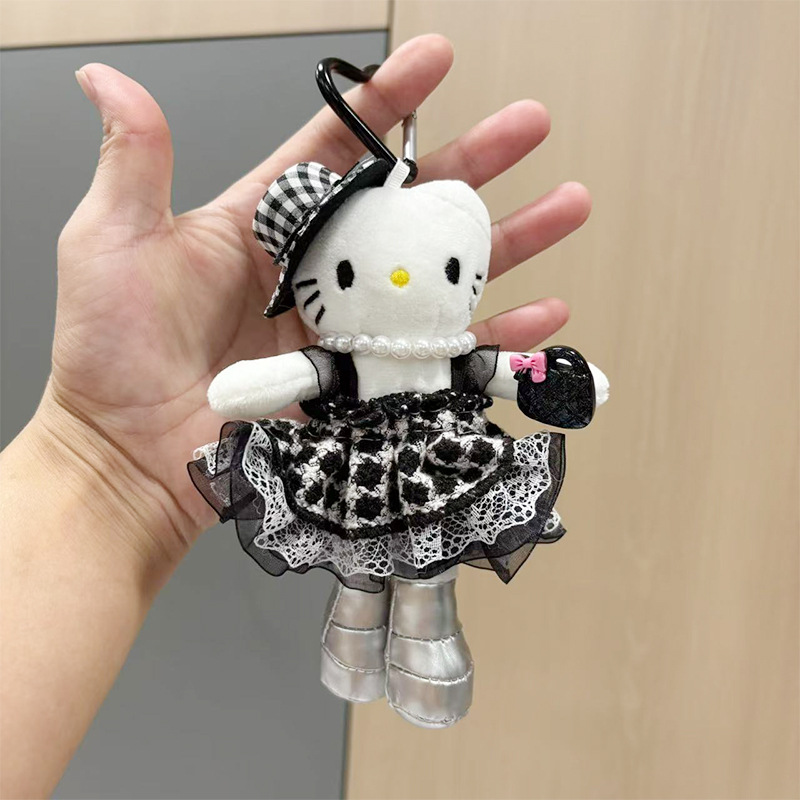Amazon long-legged kitty plush doll pendant, KT doll figurine pendant, couple backpack keychain accessory details Picture