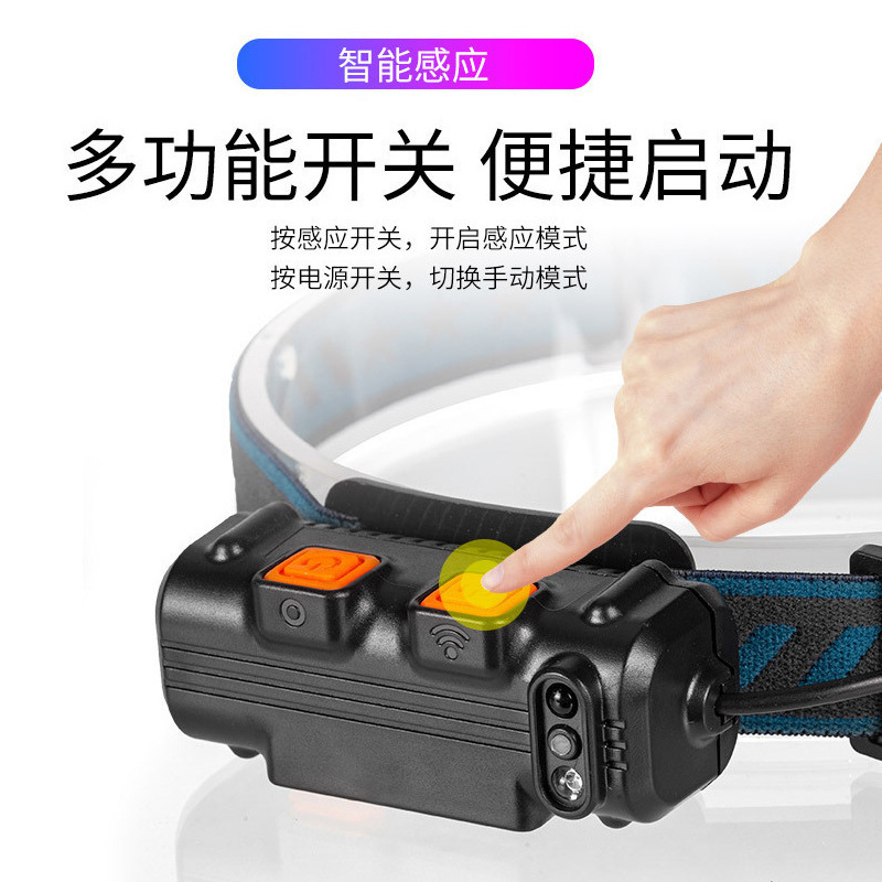 Cross-border 2025 New led sensor headlamp, outdoor strong light flashlight, outdoor fishing lighting lamp, cob rechargeable miner's lamp Specification image