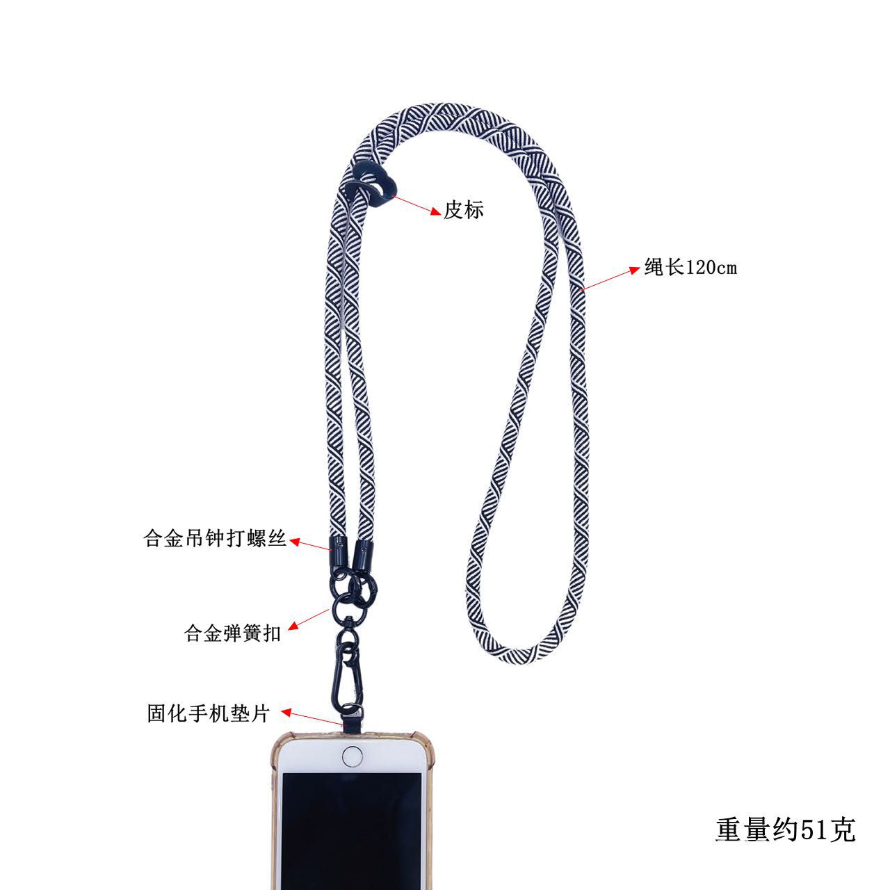 8MM long thick rope mobile phone diagonal cross lanyard that can be hung around the neck, multi-functional outdoor travel anti-loss rope, camera shoulder strap rope details Picture