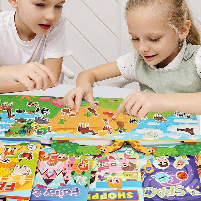 Jelly sticker book, enlightenment and intelligence fun toy, baby kindergarten gift, silicone repeatedly pasted cartoon
