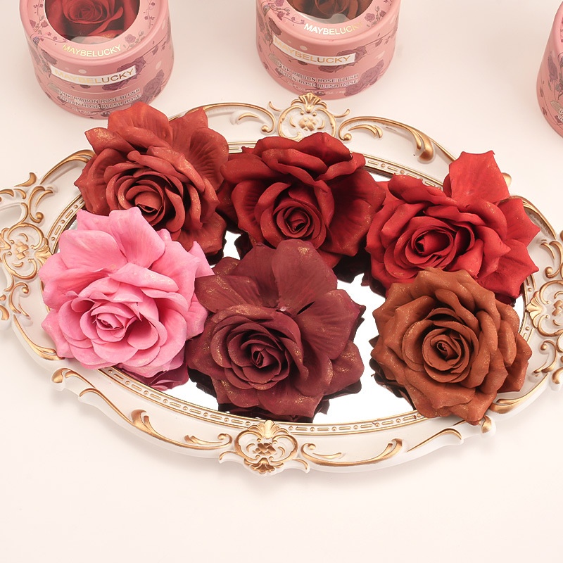 跨境热卖MAYBELUCKY3D立体玫瑰腮红自然提升气色小花瓣裸妆易上色细节图