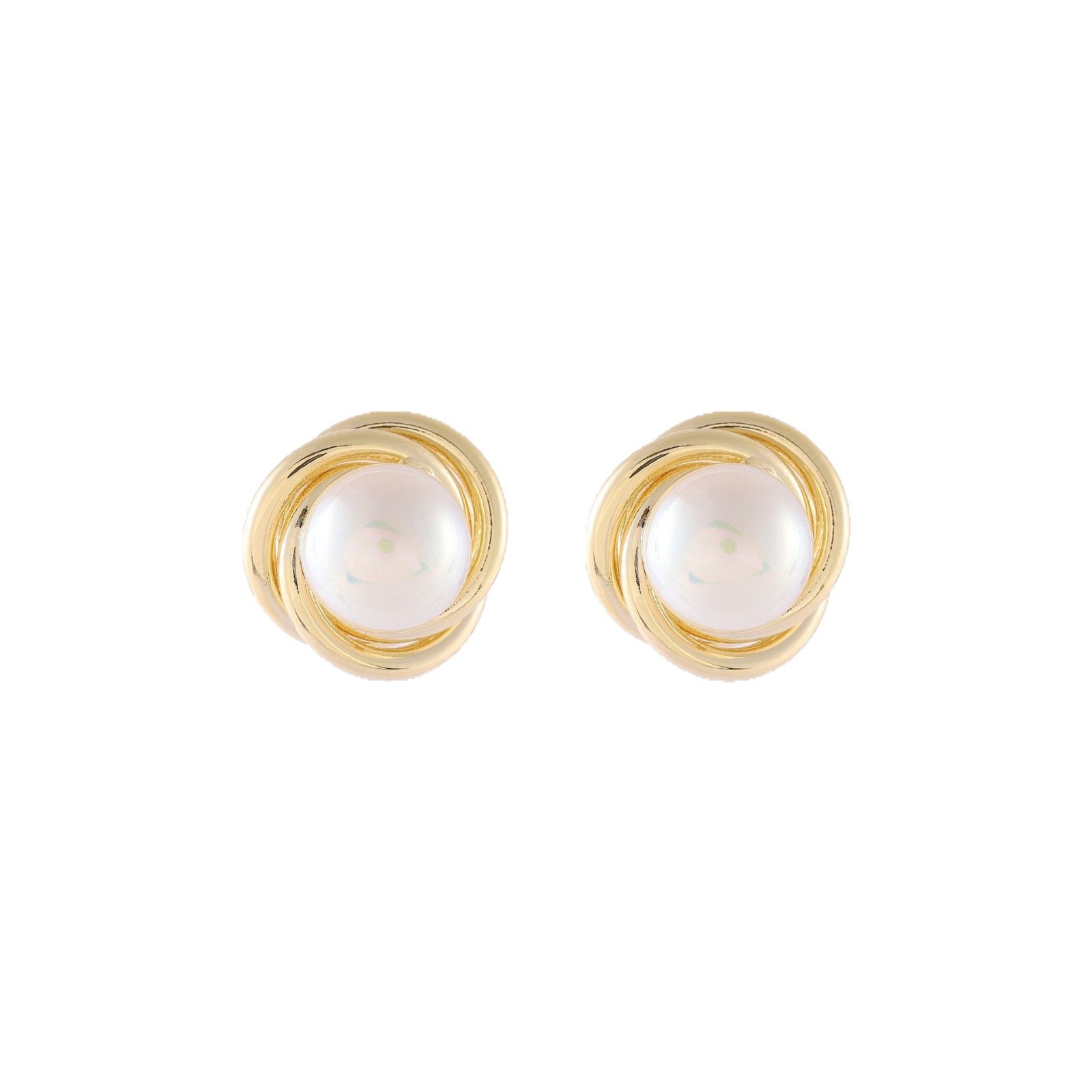 French high-end pearlescent pearl stud earrings, Instagram-style S925 silver needle earrings, 14K gold earrings, trendy wholesale Item Picture
