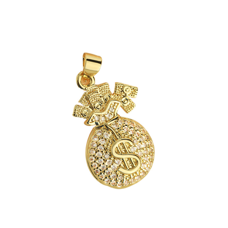 Wholesale of new 2024 zircon lucky New Year money bag copper-plated necklace, non-fading, design sense collarbone chain Item Picture