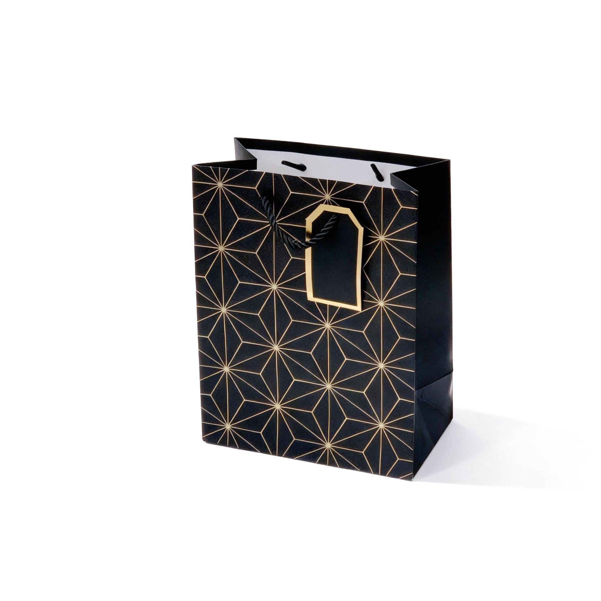 High-end souvenir packaging box with red, black, white and blue geometric patterns and golden decorative gift box packaging details Picture