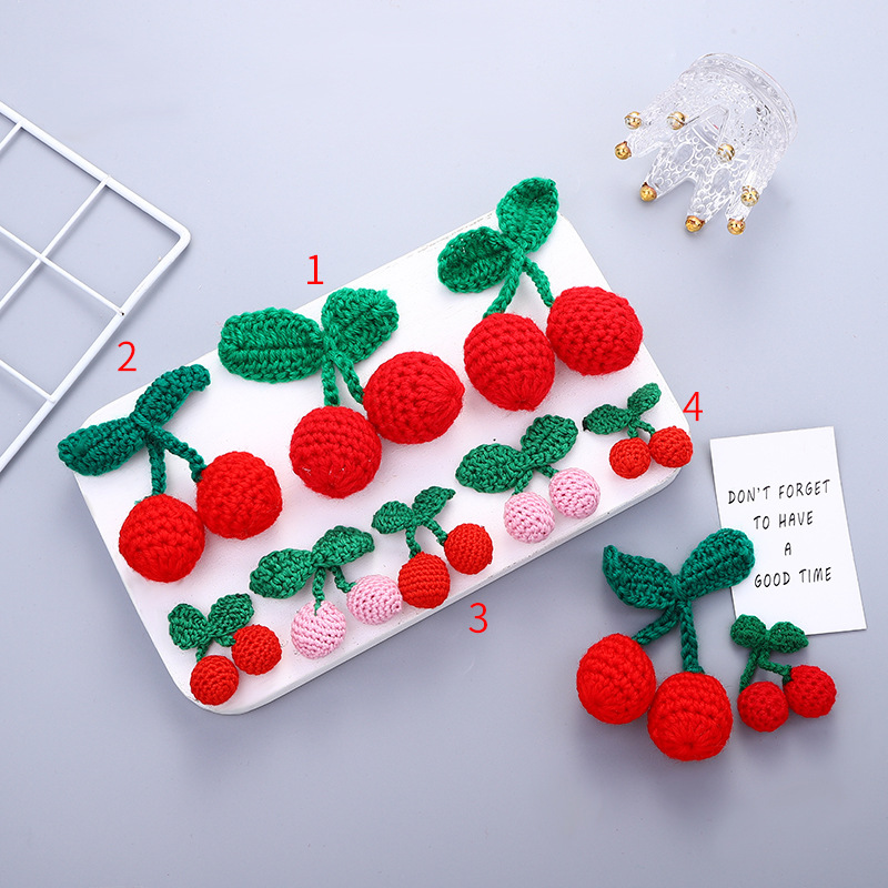 新款时尚潮流水果头饰配件 日韩小清新甜美服装配饰 DIY毛线樱桃