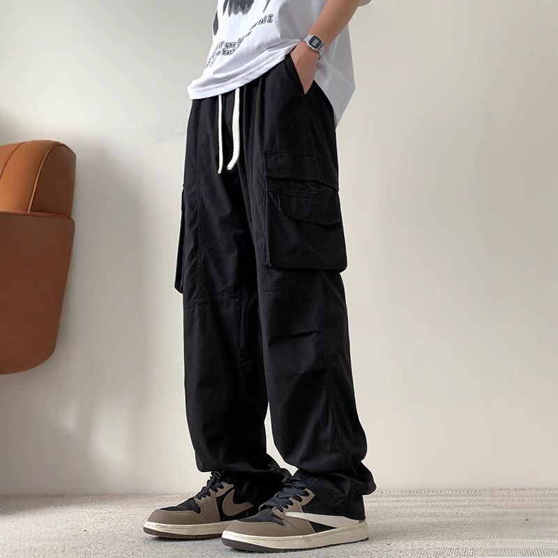 Straight-leg casual pants, men's summer pure cotton workwear pants, 2025 new style loose and versatile, trendy youth long pants Specification image