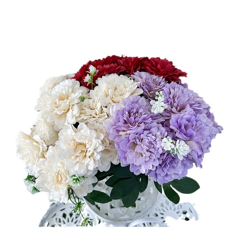 仿真花DIY发饰配件/仿真花/5朵塑膠花/假花/假花批发白底实物图