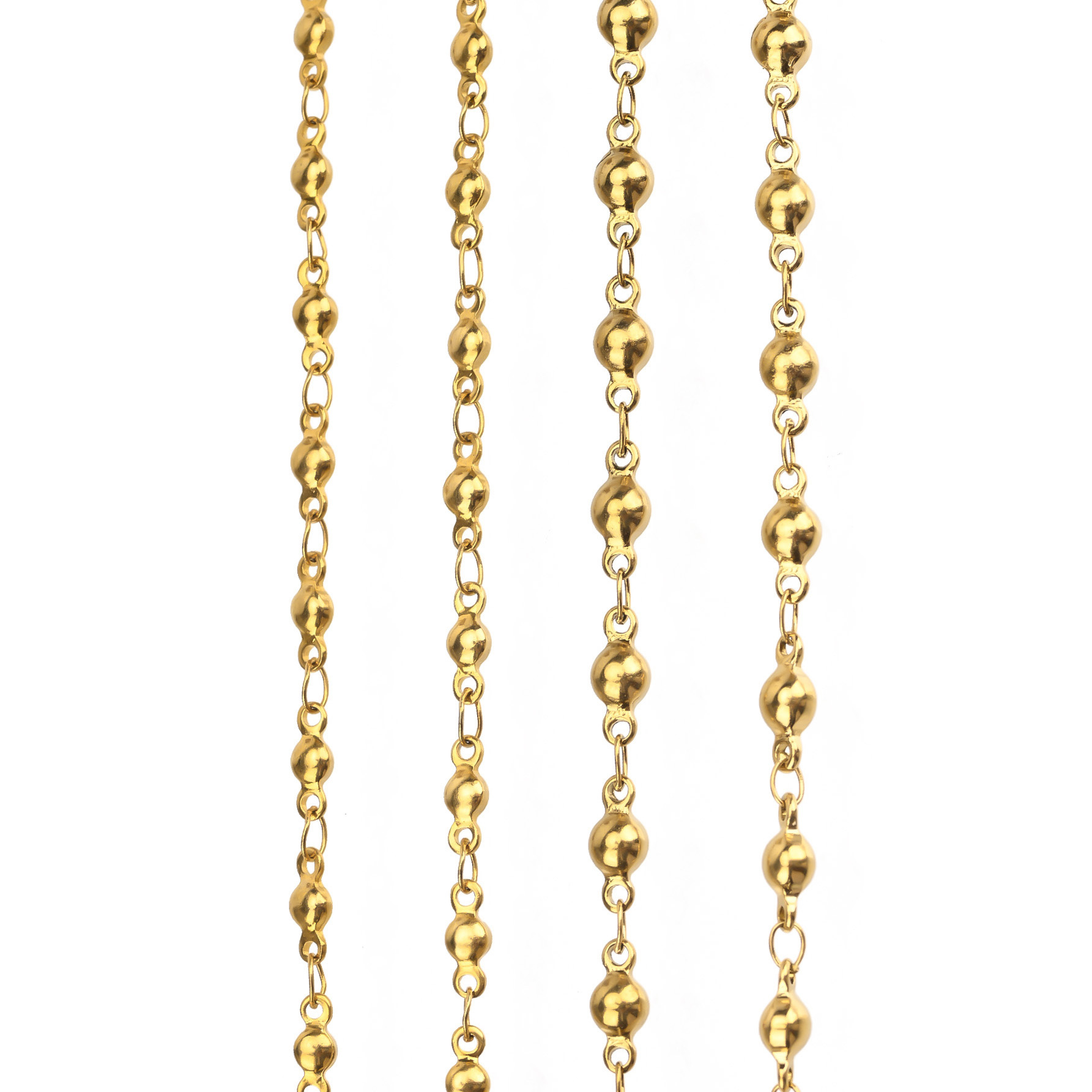 Stainless steel bean-welded ring chain PVD vacuum electroplated titanium steel round bean-shaped chain necklace bracelet DIY chain
