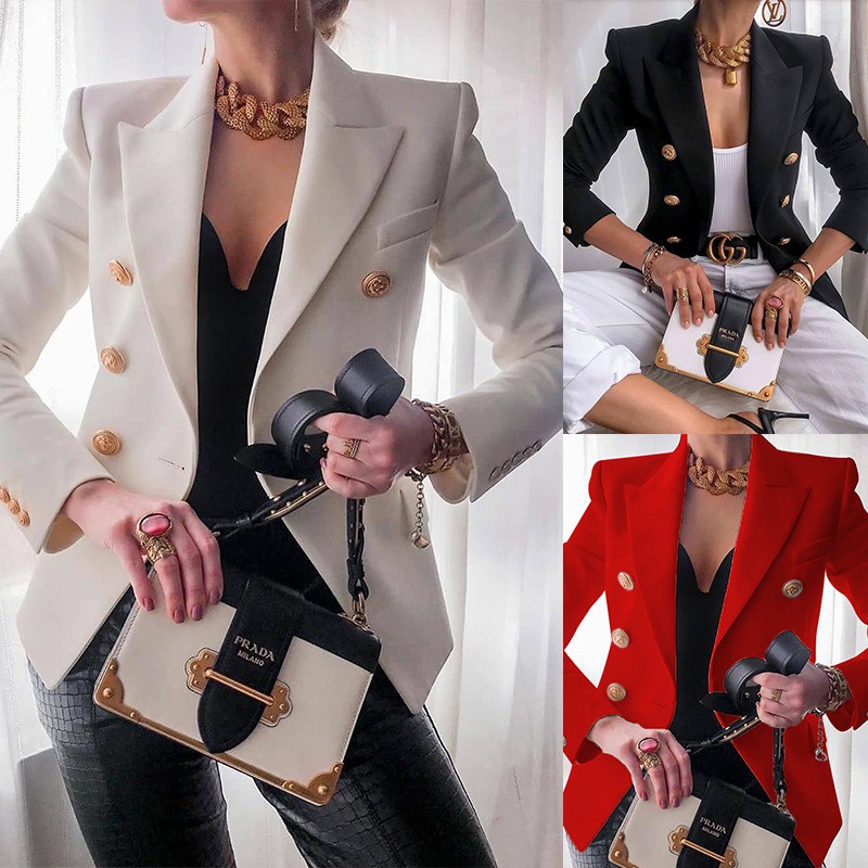 FC996 in stock for 2025, a slim solid color fashionable casual suit short jacket for women from Amazon, Europe and America
