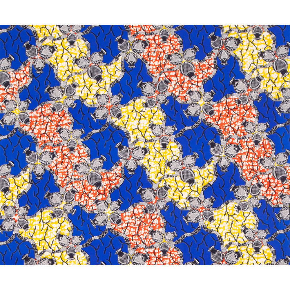 现货代发非洲蜡布双面涤纶几何印花面料africanfabric6码起售产品图