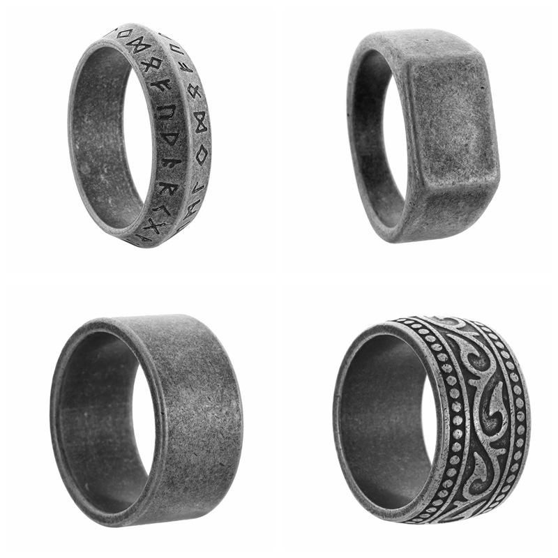 Amazon cross-border best-selling antique silver jewelry from Europe and America, aged men's titanium steel rings, Viking symbol ring bracelets Application Scenario