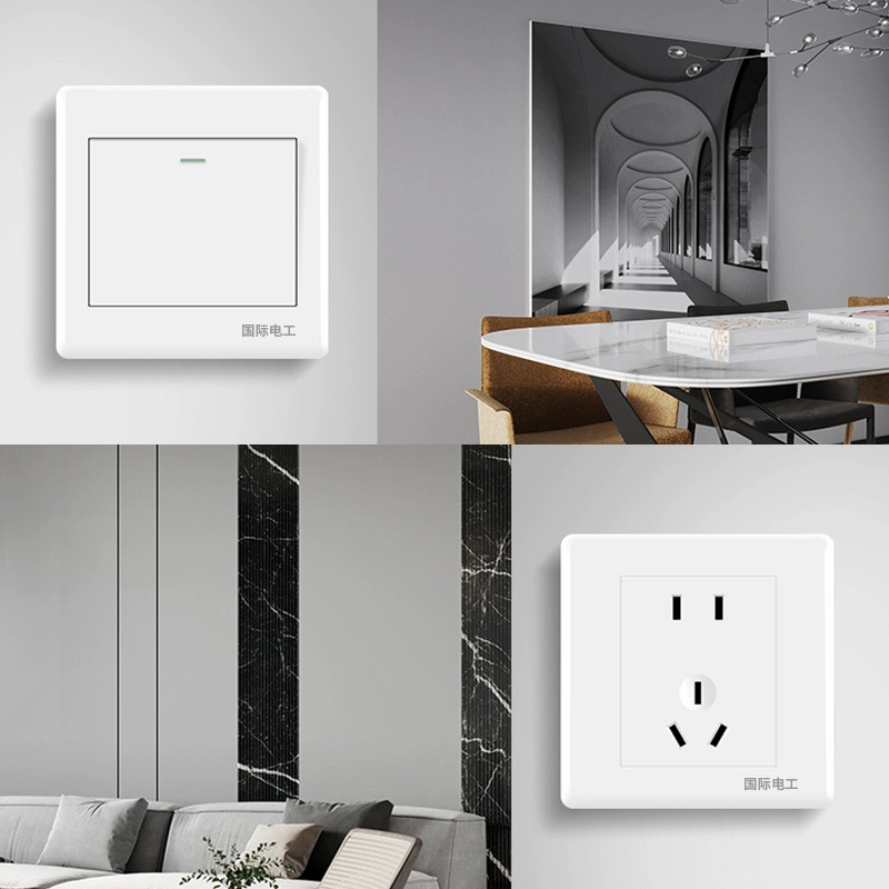 Manufacturer's 86-type concealed wall switch socket panel, household single opening with 5 five-hole usb multi-hole power socket details Picture