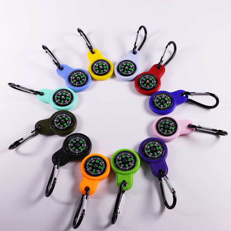 Portable mini compass, mountain climbing buckle, compass, high-precision mountain climbing and camping aluminum alloy hanging buckle, compass Specification image