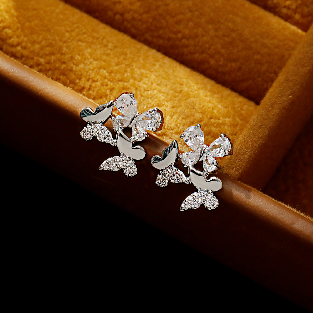 Hyacinth's niche design, the hollowed-out and sparkling zircon butterfly earrings, exude a sense of high-end women's elegance and a light luxury style. They are elegant and grand earrings and stunning stud earrings Application Scenario