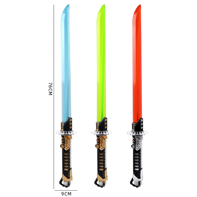 Cross-border children's sound and light samurai sword toys, boys' light and music flashing laser sword toys, night market street stall wholesale Item Picture