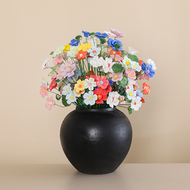 2025 Ceramic Small Flower, high-temperature handcrafted ceramic molded flower, artificial flower decoration, creative everlasting flower home ornaments details Picture