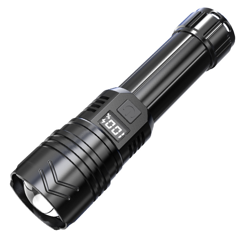 Cross-border flashlight, telescopic zoom flashlight, battery level display, long-lasting battery life, ultra-bright P50 zoom wholesale, USB charging