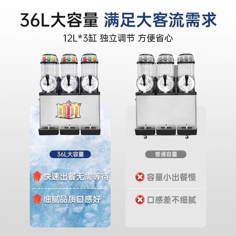 Commercial large-capacity snow melting machine, fully automatic single and double three-cylinder snow mud machine, milk tea shop smoothie making equipment manufacturer Specification image