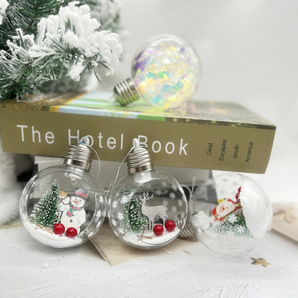 New Christmas transparent Christmas ball with lights, export Christmas tree pendant, Christmas window decoration transparent ball