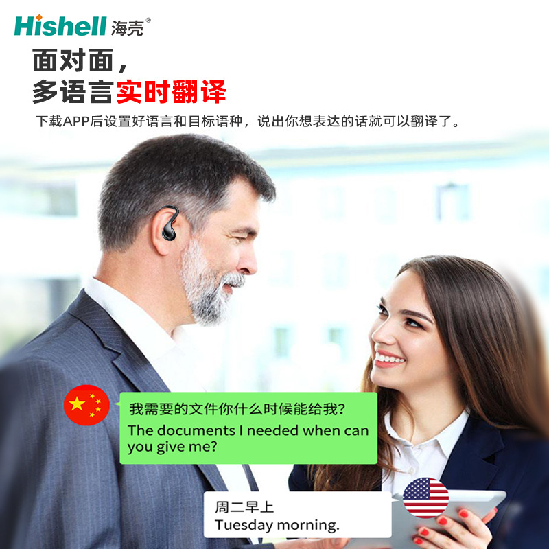 2025 new Bluetooth simultaneous interpretation headphones, real-time translation in 144 languages, ultra-long battery life, conference and travel translator factory wholesale price details Picture