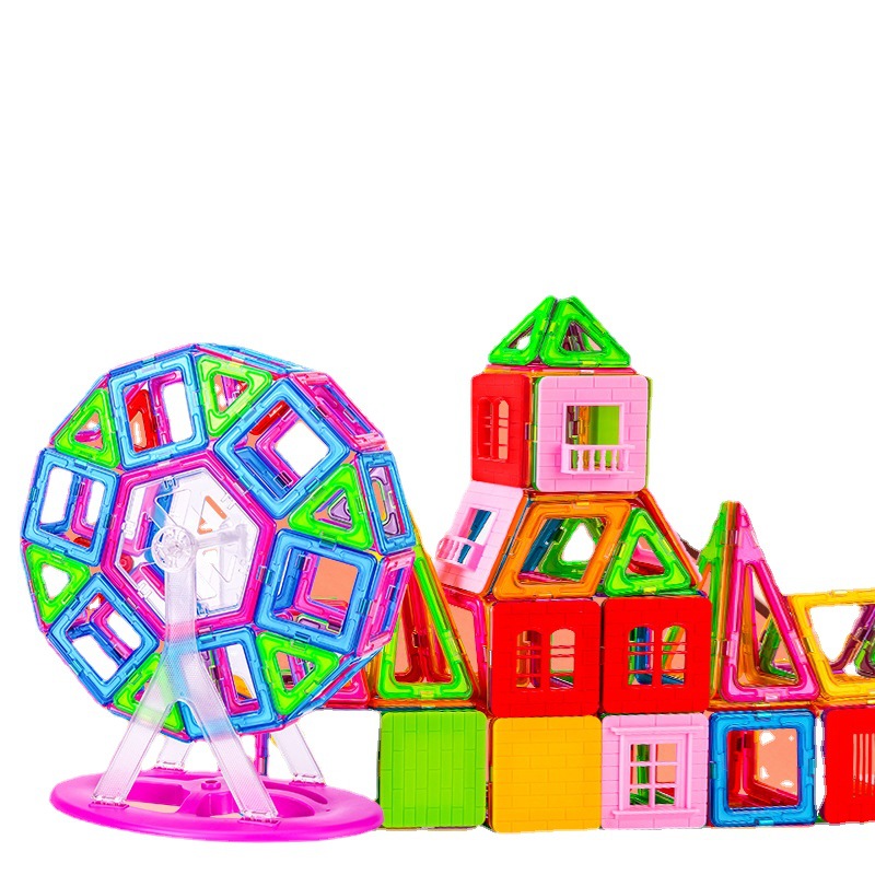 Wholesale of Qianman large magnetic sheet sets, plastic children's large particle assembly building blocks, cognitive and educational toys factory Item Picture