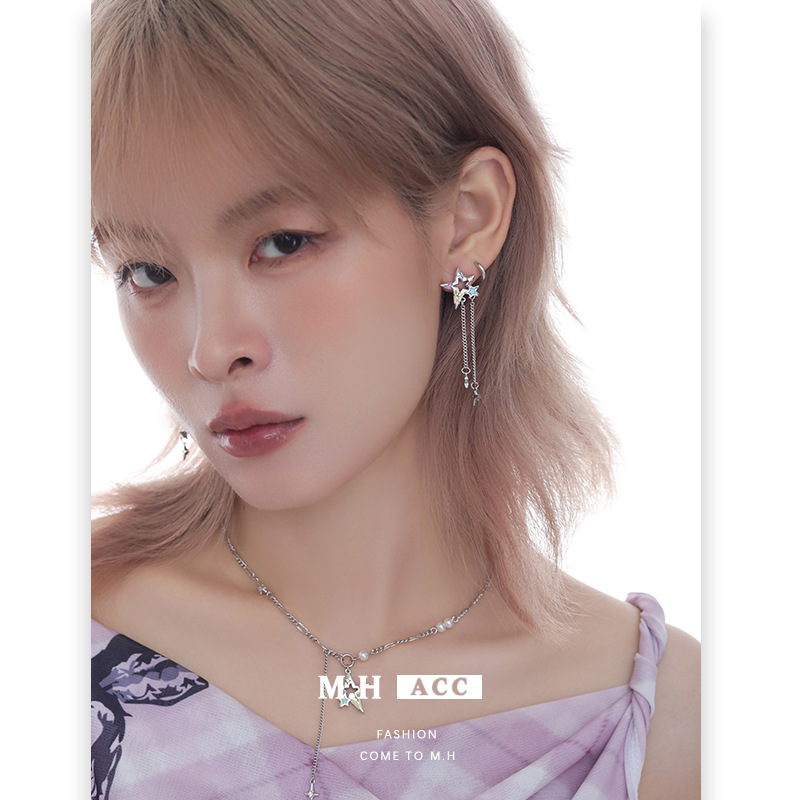 Original design macaron five-pointed star series earrings for women, fashionable, exquisite, individual, sweet and cool dopamine stud wholesale Specification image