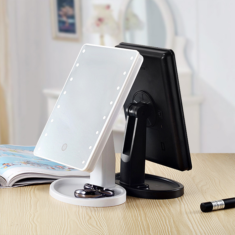 Cross-border exclusive touch-sensing LED makeup mirror with 16 and 22 LED beads, battery-powered desktop mirror and l light-emitting mirror Specification image