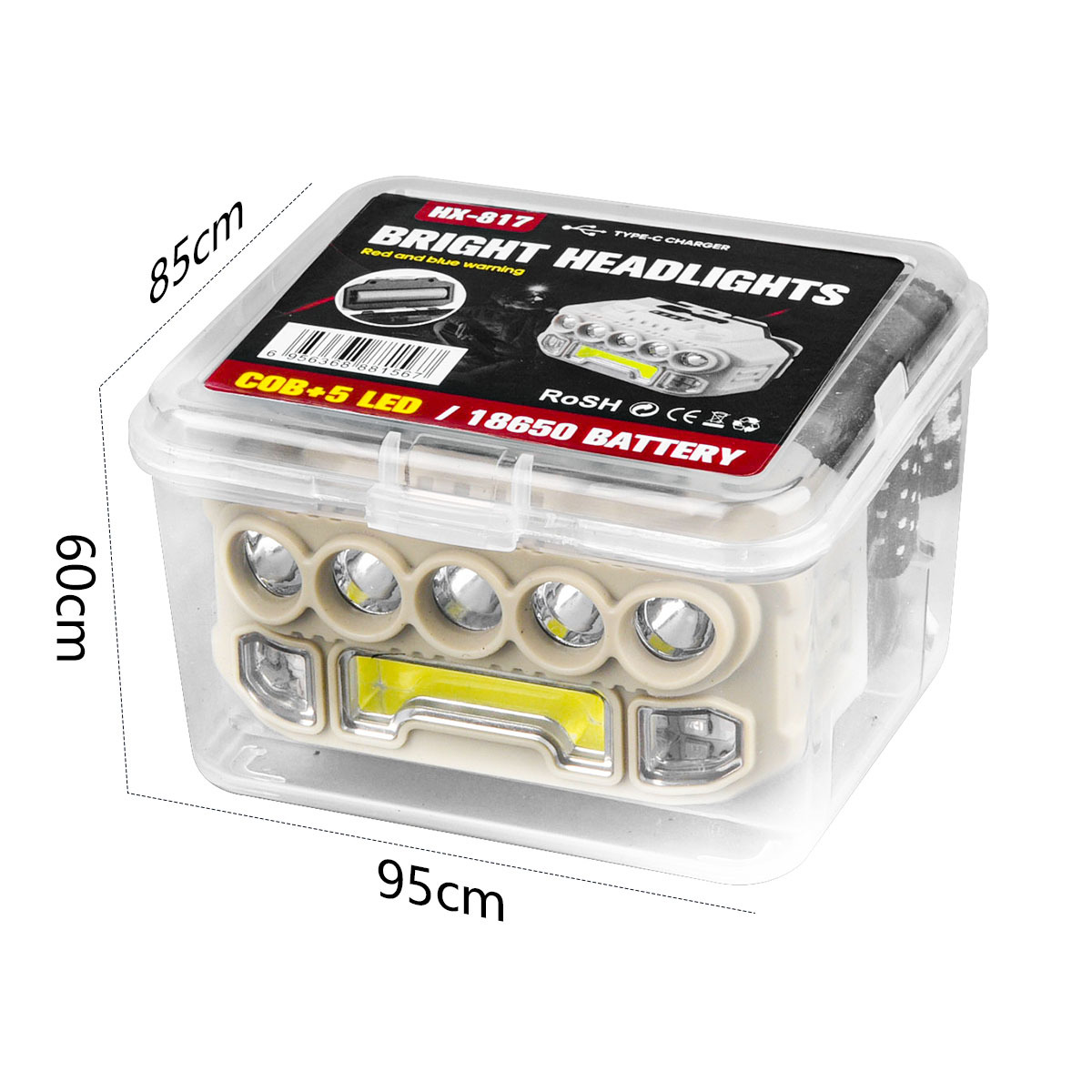 Outdoor high-intensity headlamp, miner's lamp, waterproof floodlight, COB512 headlamp, portable flashlight, night running and mountain climbing lighting Specification image