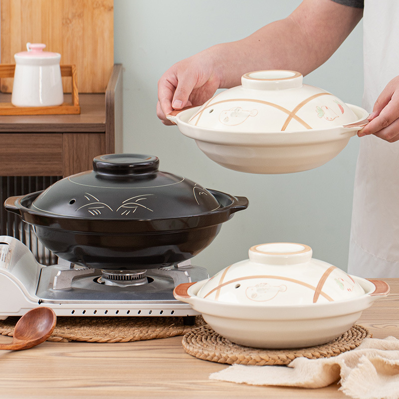Jinhua Lithium Porcelain's new ceramic shallow pot braised chicken clay pot, commercial fish head pot, gluten pot and steak pot Specification image
