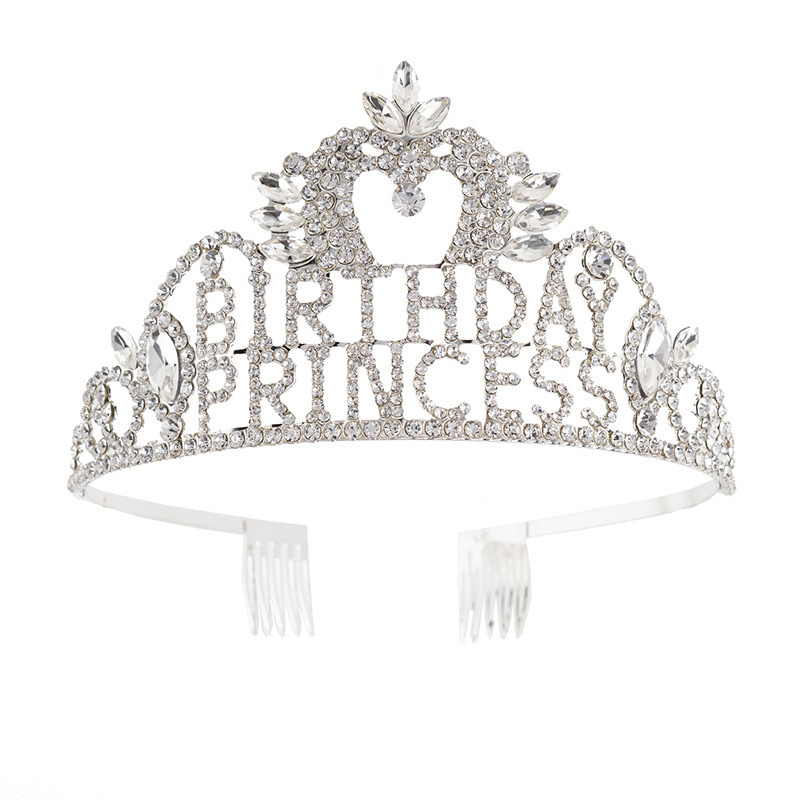 Cross-border European and American exaggerated letter BRITHDAY PRINCESS crown headwear birthday princess rhinestone crown party crown hair accessory Application Scenario