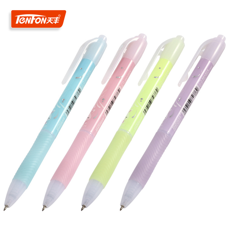 Gold-embossed heat transfer ballpoint pen, student cartoon 0.5MM ballpoint pen, 5676 plastic ballpoint pen wholesale